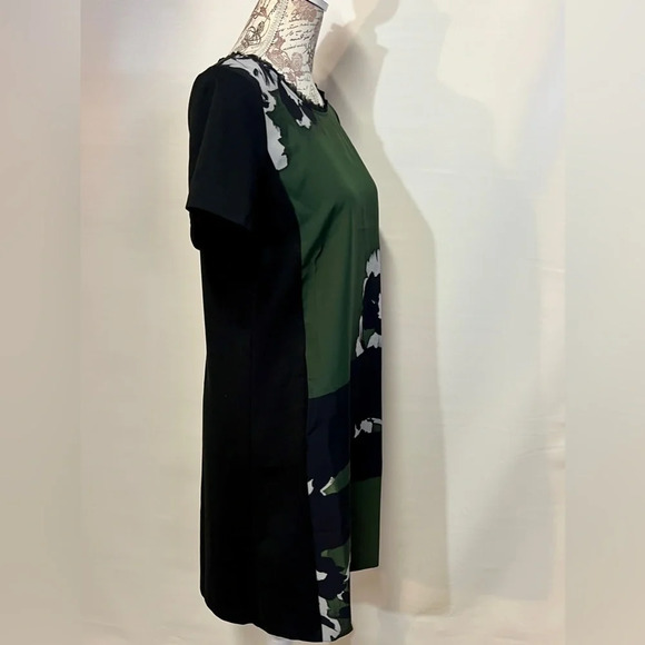 SIMPLY VERA Hunter green and black floral design shift dress size M. - Picture 5 of 14